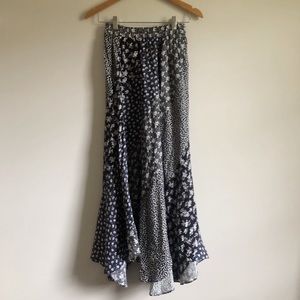 Navy Blue Floral Handkerchief Maxi